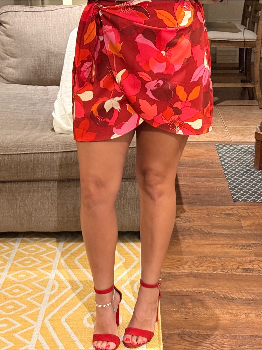 Floral Red Wrap Skort - DR2